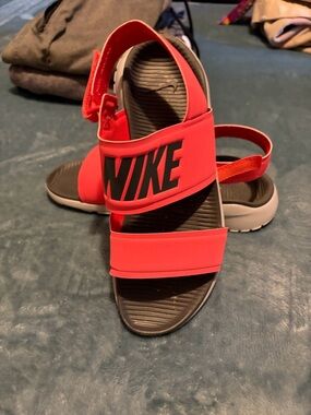 Nike Bright Red Strap Sandals with Black Footbed